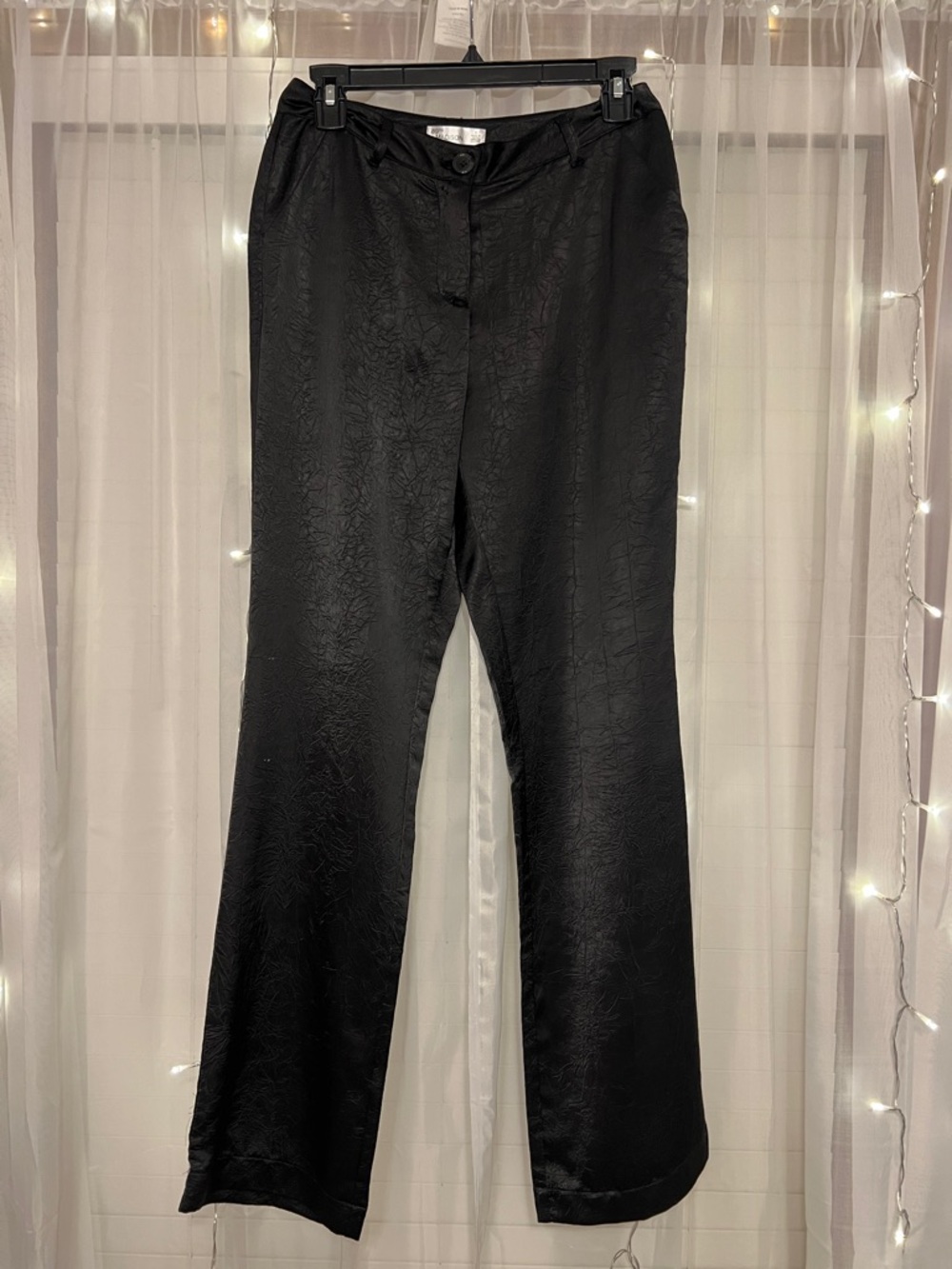 Black Women's Straight-Leg Flowy Dress Pants